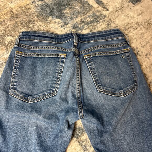 Rag & Bone Dre Low-Rise Frayed Hem Slim Boyfriend Jeans‎ Blue Women's Size 26 - Picture 9 of 12